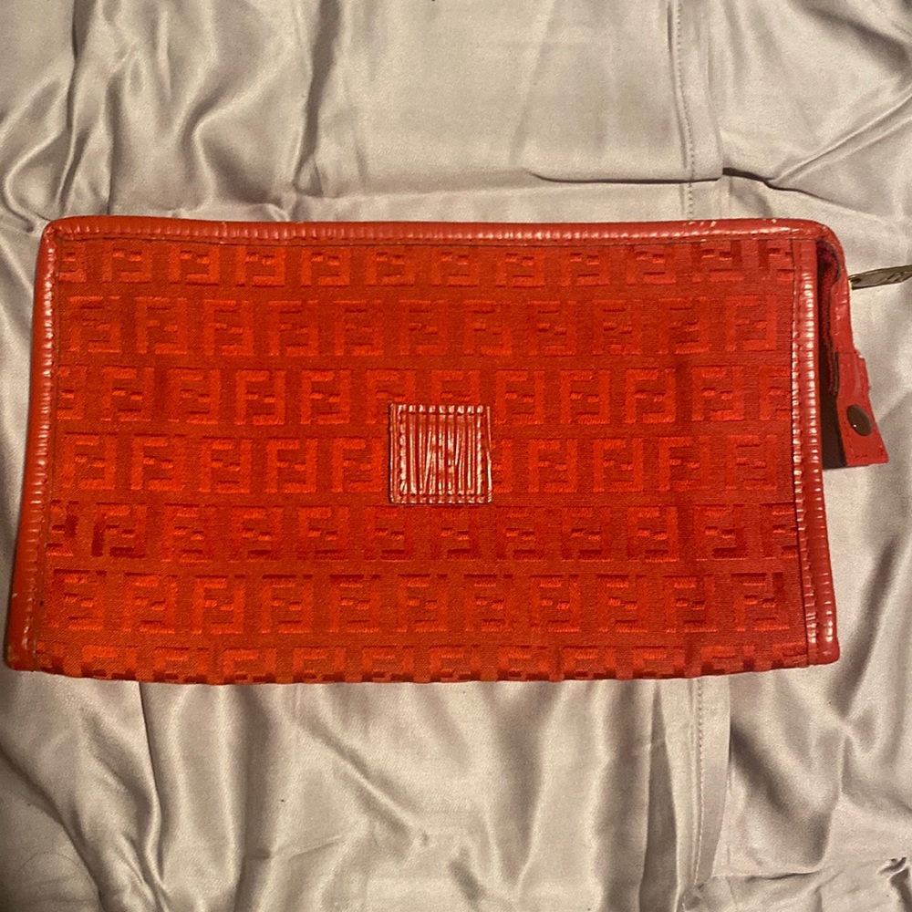 Authentic Vintage Fendi Red Monogram Clutch